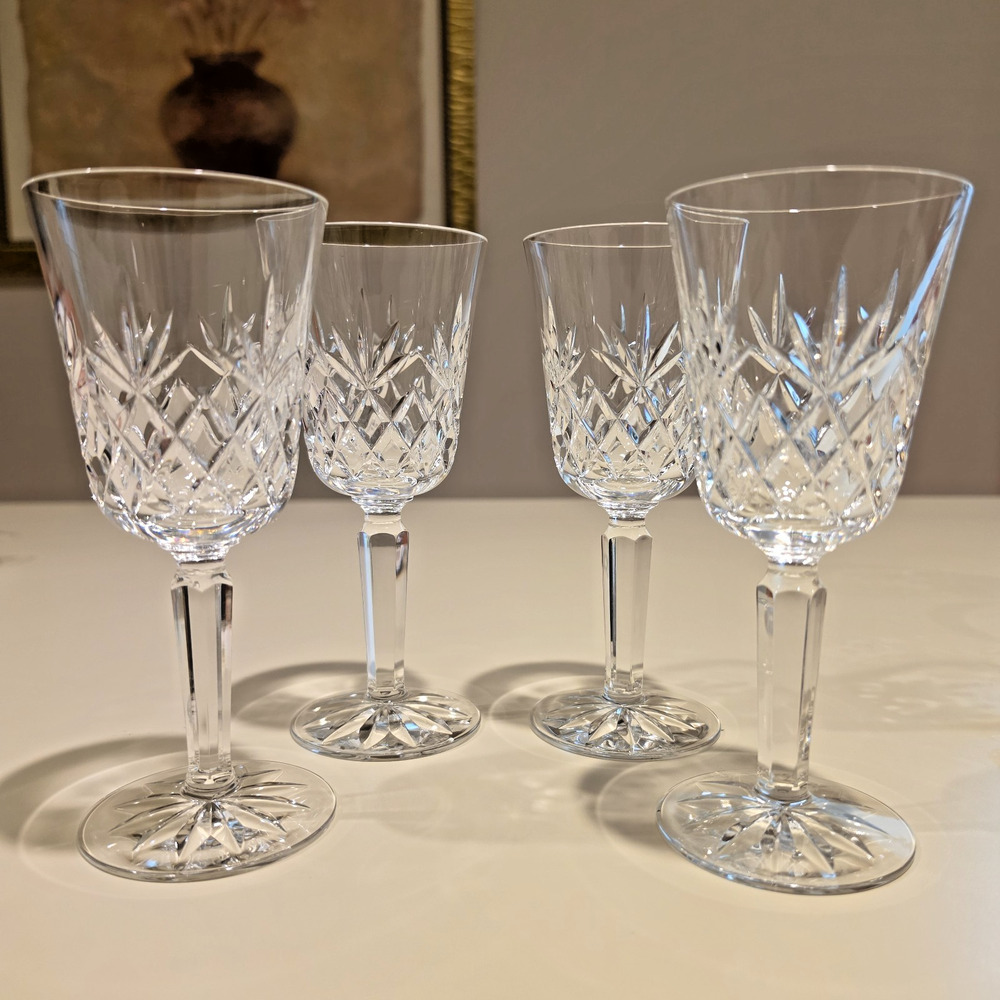 Vintage Lenox Charleston Cut Crystal Wine Glasses 6.75" Set of 4 Signed